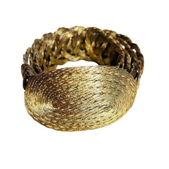 Rich Gold Wide Chain Belt Womens Size S/M Braided Big Buckle Grecian Goddess - Picture 1 of 6